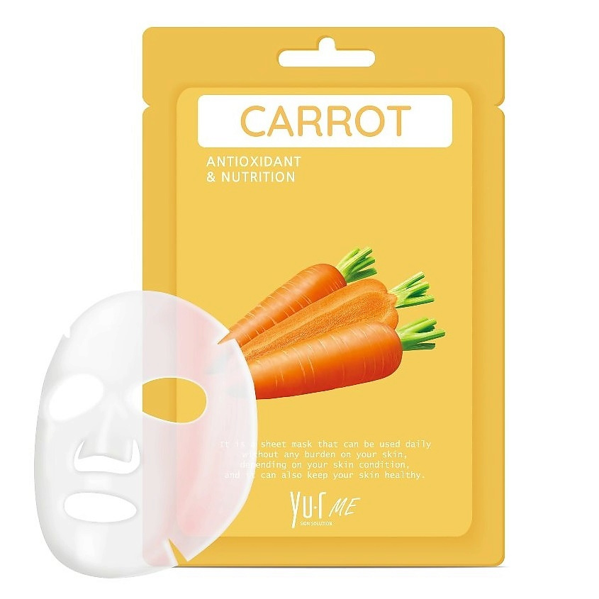 Маска для лица с экстрактом моркови YU.R ME Carrot Sheet Mask, 25 фото 1