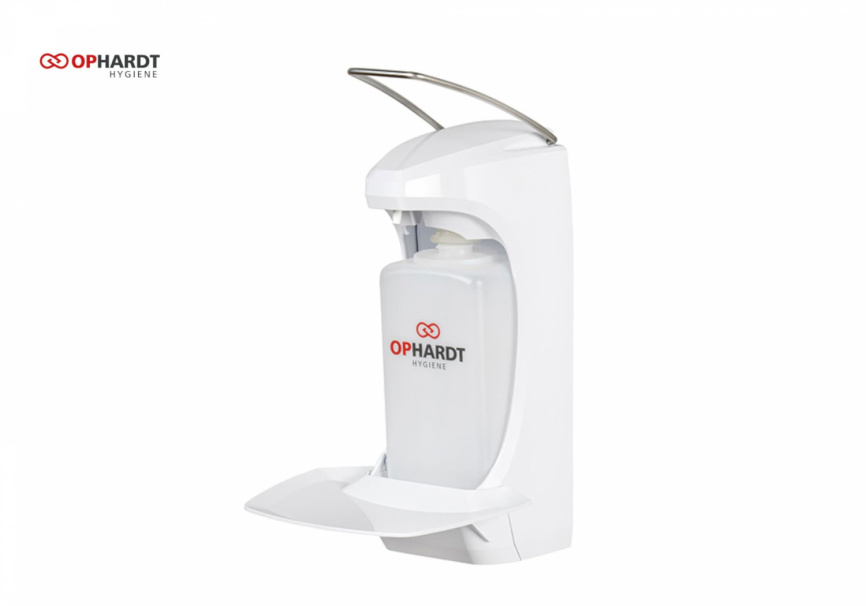 Диспенсер локтевой для антисептика с каплеуловителем RX 5 M (500 мл.) фото 1